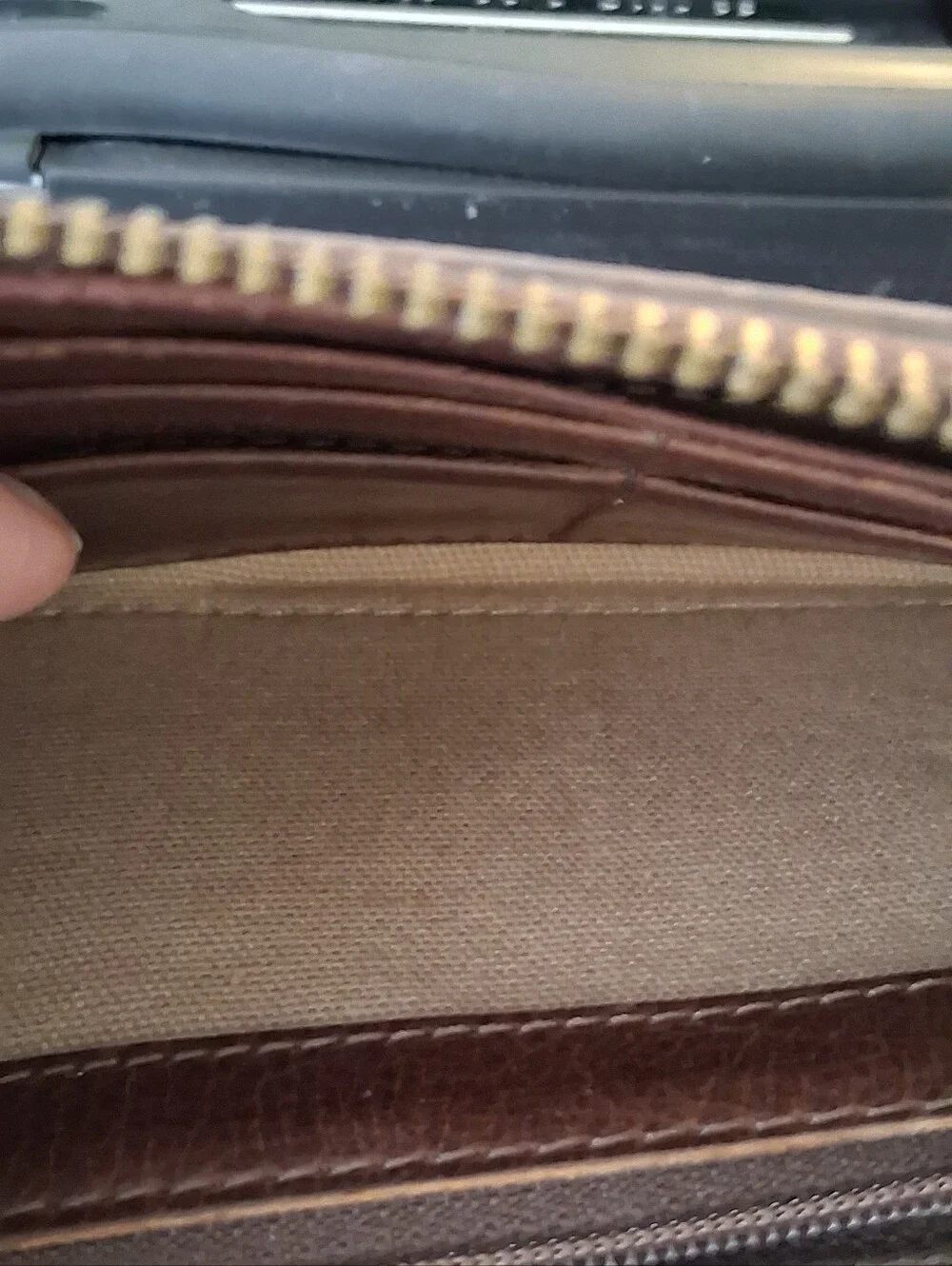 Frye Melissa Leather Zip Around Contential Wallet Dark Brown